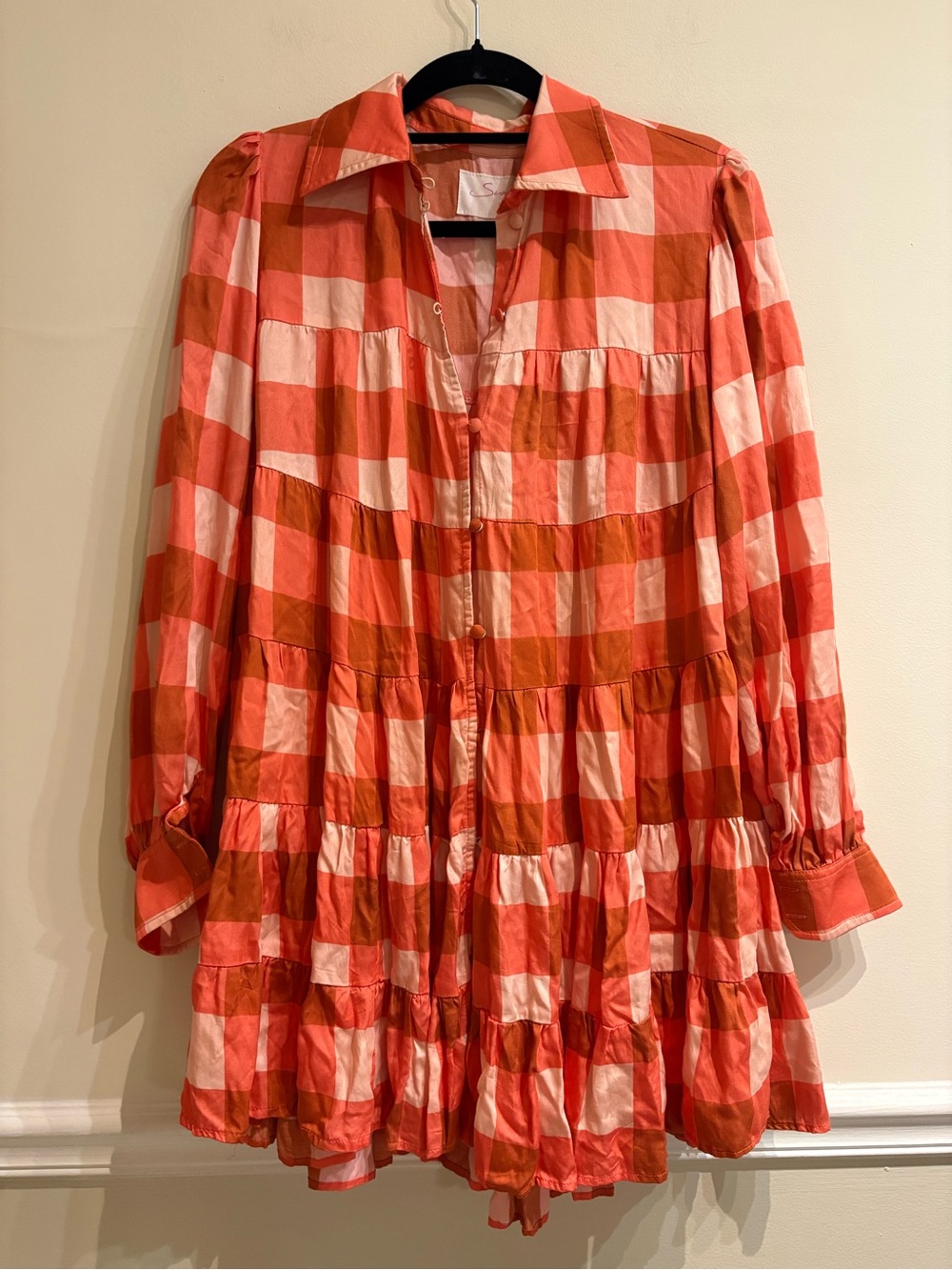 SUNDRESS Kelly Short Modal Mini Dress Plaid Gingham Coral NWT M/L - Picture 3 of 7